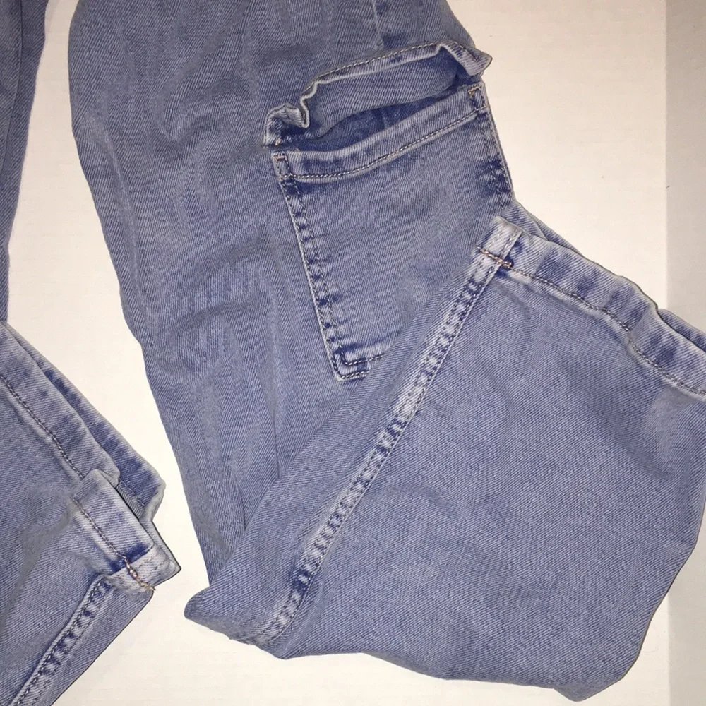 Justice Girls' Light Blue Distressed Cargo Jeans